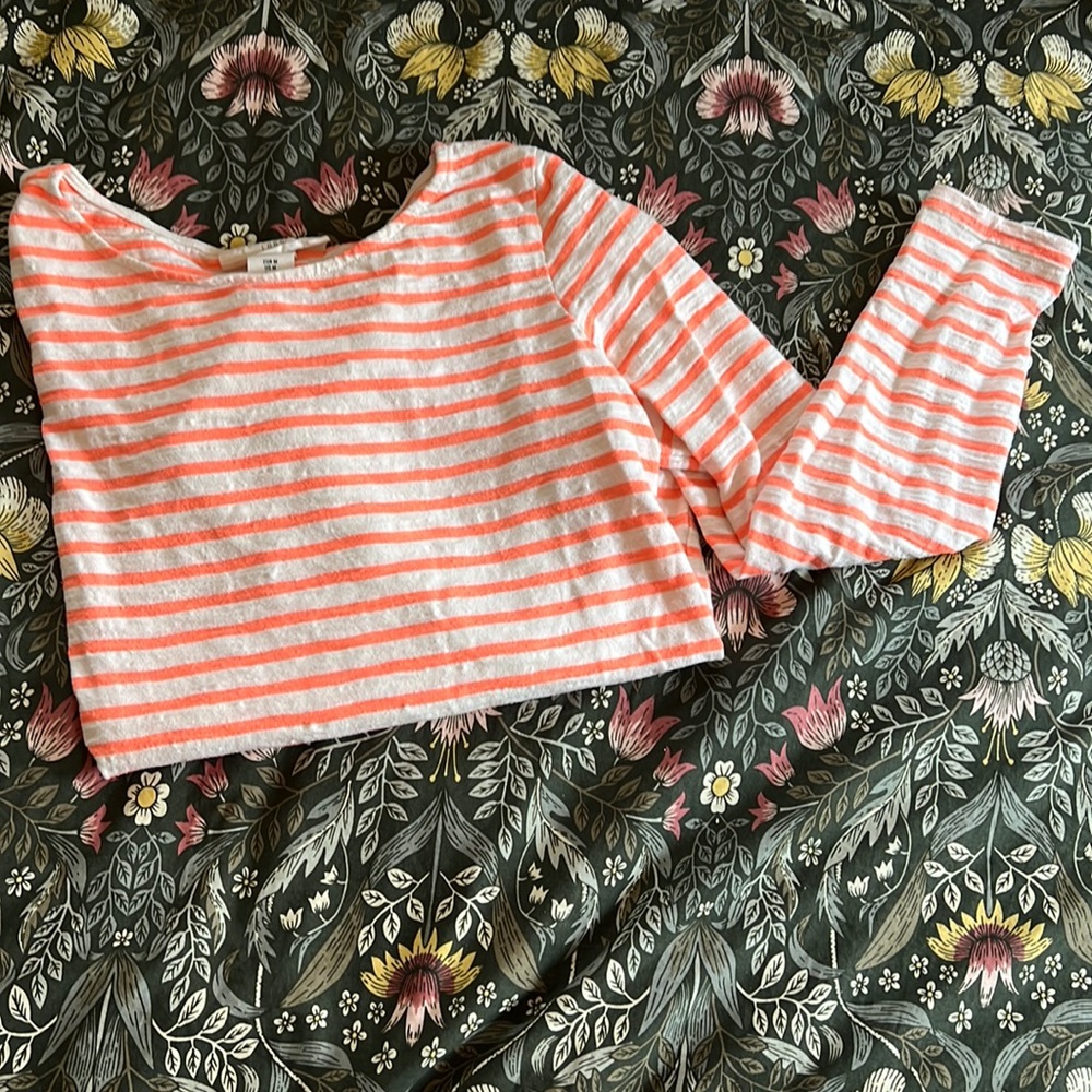 Neon Orange and Off White Striped Long Sleeve - L.O.G.G Label of Graded Goods
